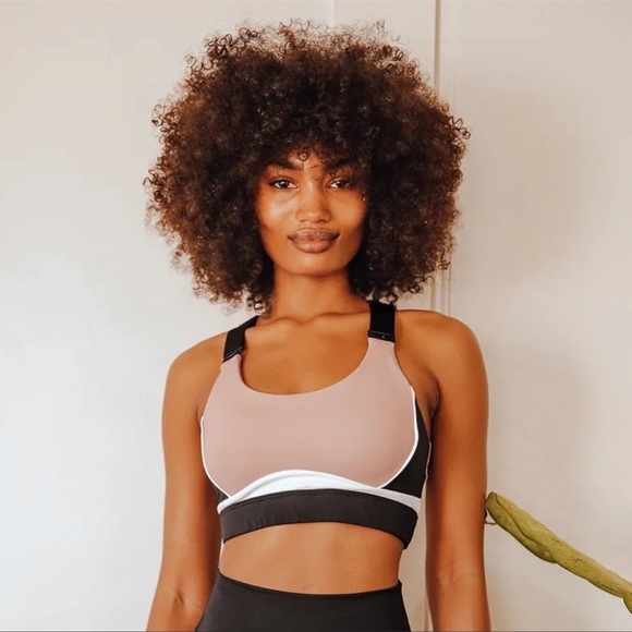 The All Fenix Ivy Beige Tuape Multi Color Block High-Impact Bra - Picture 2 of 8